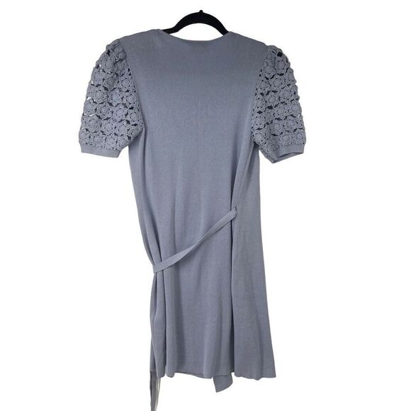 & Other Stories Light Blue Crochet Sleeves Knit Wrap Dress Sz S Women’s NWT‎ - Picture 2 of 9